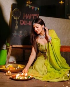 Diwali HD Images of Girls With Diya
