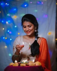 Diwali HD Images of Girls With Diya