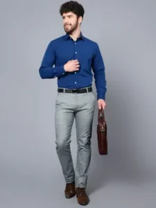 Royal Blue Dress Shirt with Light Gray Dress Pants