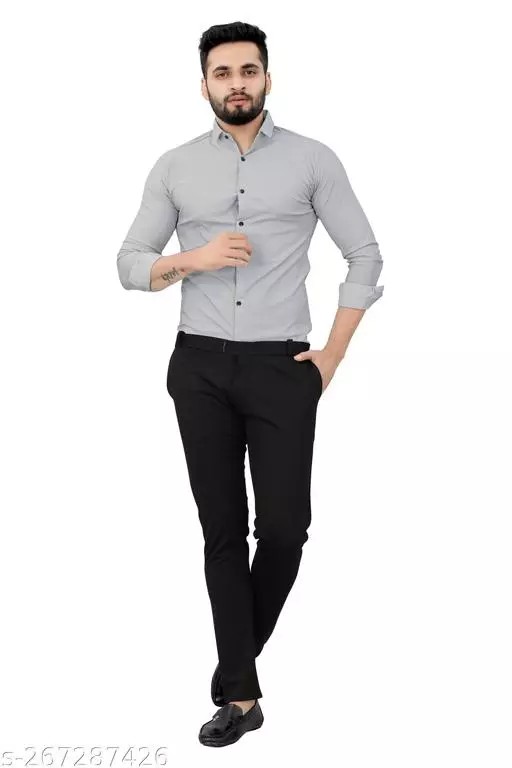 Light Gray Dress Shirt with Black Dress Pants